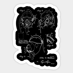 Oxygen Mask Vintage Patent Hand Drawing Sticker